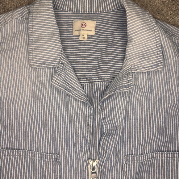 AG Adriano Goldschmied Rochelle Blue White Striped Chambray Romper M - Picture 2 of 5